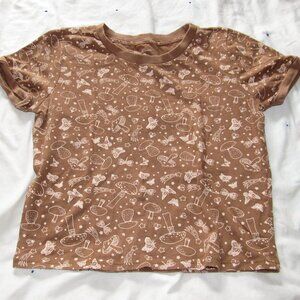 Woman's Light Brown Nature/Mushroom  Crop Top Size Small
